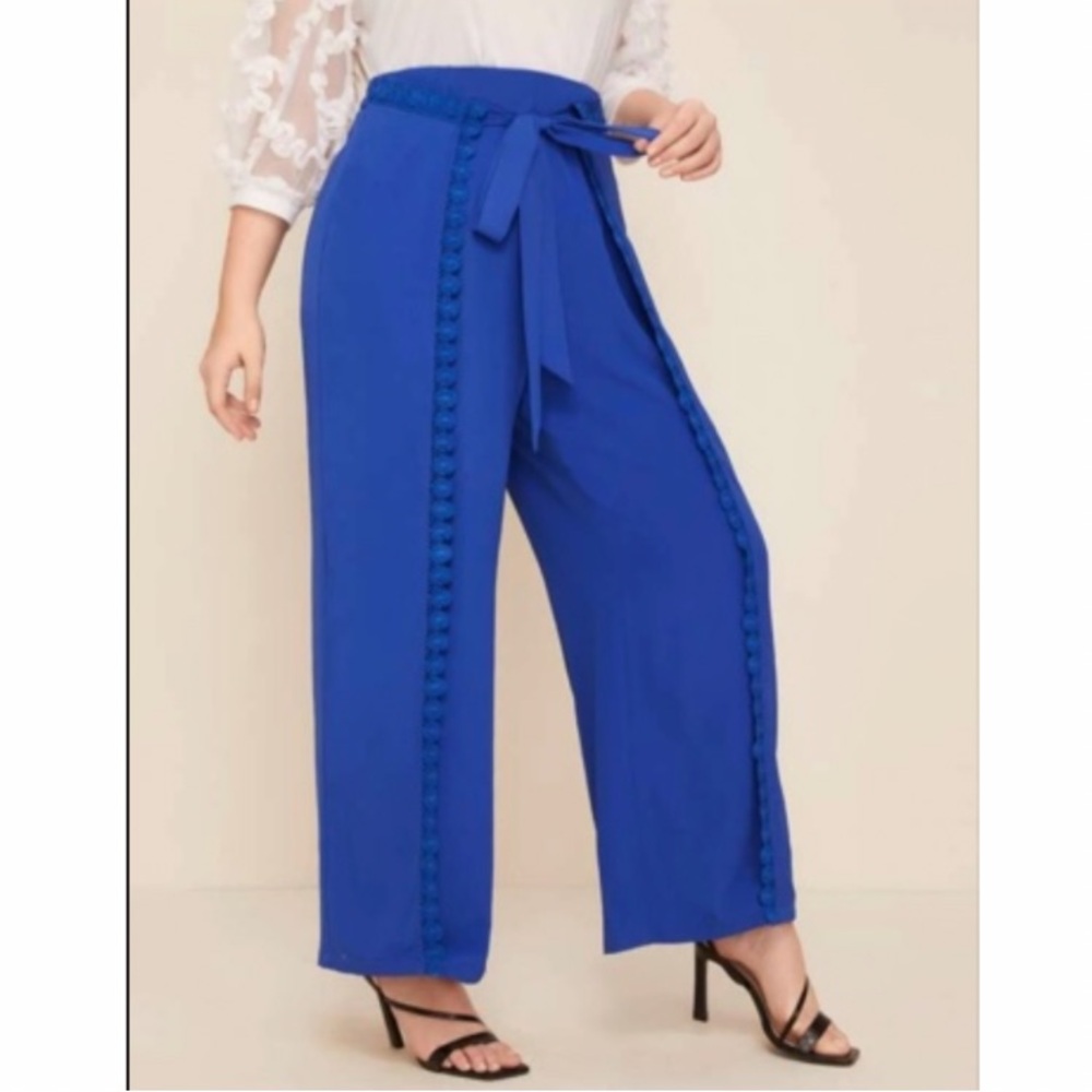 Creme De La Creme Elegant Blue Women's Wide Legged Pants•XL-1X
